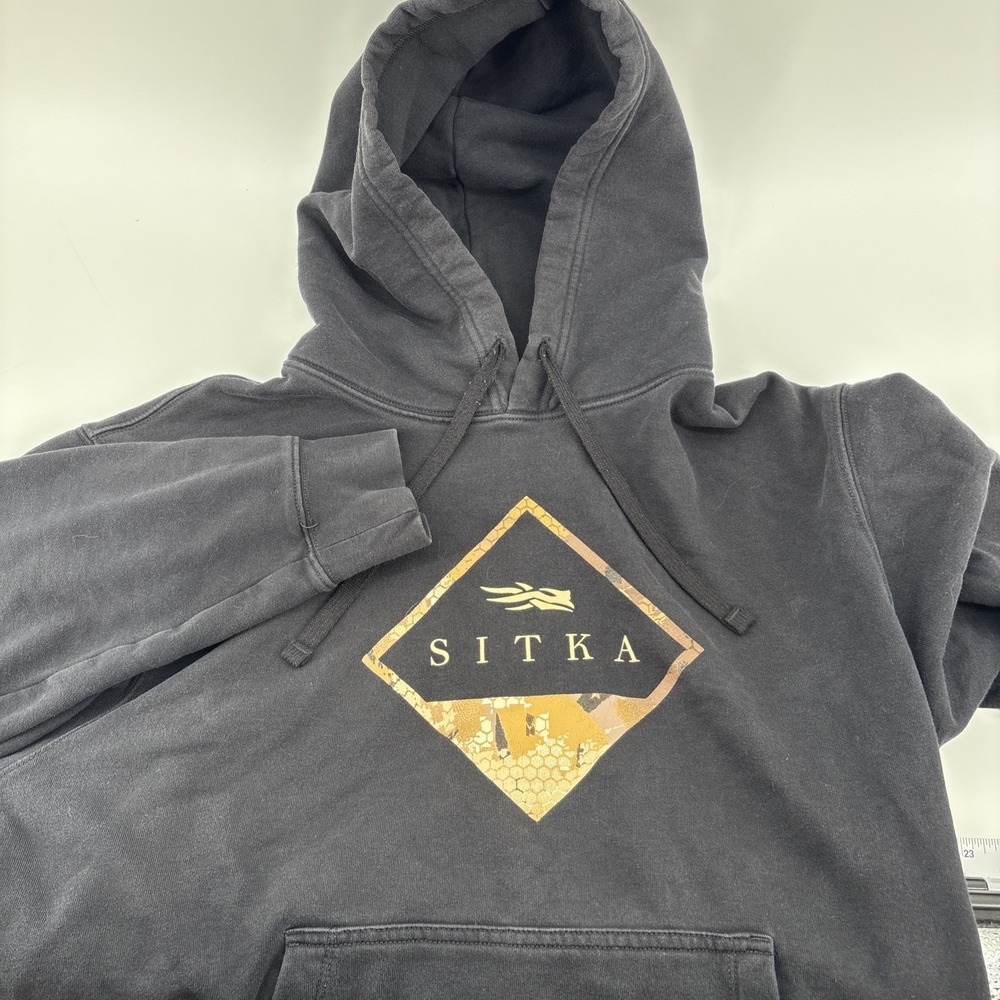 Sitka Gear Sweatshirt Mens Large Black Hoodie Pullover Logo Graphic Hunting